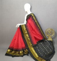 PRKSILWS5A05BSDC03- light weight Ikat silk saree