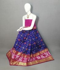 PRIHFSLG5Y04SEDD14- Free Size Ikat Silk Lehenga