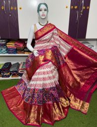 PSRGKBRS5A08FSCD05- Kanchi border Ikat silk saree