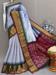 PSNTKBIP5M31CSDD07- Kanchi border Ikat silk saree