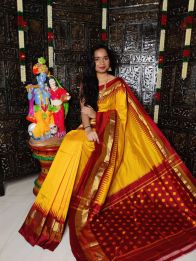 PRKSILWS5A05BSDC24- light weight Ikat silk saree