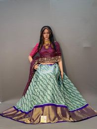 PSSIFSLG5Y03SZDC06- Free Size Ikat Silk Lehenga