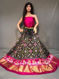 PSSIFSLG5Y03SZDC28- Free Size Ikat Silk Lehenga