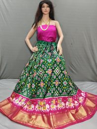 PSSIFSLG5Y10SZDC35- Free Size Ikat Silk Lehenga