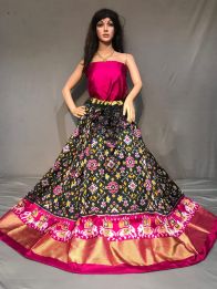 PSSIFSLG5Y10SZDC37- Free Size Ikat Silk Lehenga