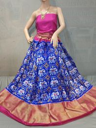 PGMRFSLG5Y18SZCD14- Free Size Ikat Silk Lehenga