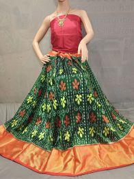 PGMRFSLG5Y18SZCD16- Free Size Ikat Silk Lehenga