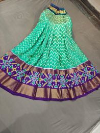 PGMRFSLG5Y18SZCD23- Free Size Ikat Silk Lehenga