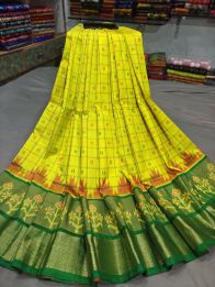 PGMRFSLG5Y18SZCD25- Free Size Ikat Silk Lehenga