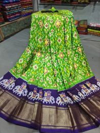 PGMRFSLG5Y18SZCD32- Free Size Ikat Silk Lehenga