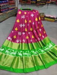 PGMRFSLG5Y18SZCD40- Free Size Ikat Silk Lehenga