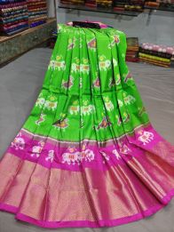 PGMRFSLG5Y18SZCD42- Free Size Ikat Silk Lehenga