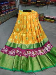 PGMRFSLG5Y18SZCD45- Free Size Ikat Silk Lehenga