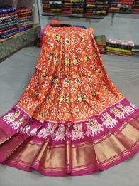 PGMRFSLG5Y18SZCD48- Free Size Ikat Silk Lehenga