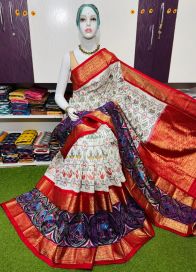 PSRGKBRS5A18FSDC11- Kanchi border Ikat silk saree