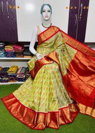PSRGKBRS5A18FSDC03- Kanchi border Ikat silk saree