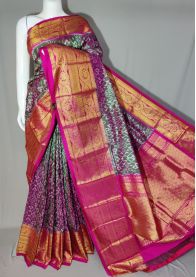 PDLSKBRS5Y10EDCC14- Kanchi border Ikat silk saree