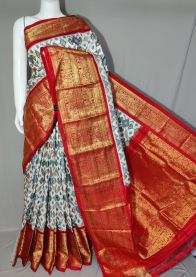 PDLSKBRS5Y10EDCC17- Kanchi border Ikat silk saree