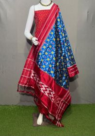 PSRGSDST5Y12FFCD37- Ikat Silk dupatta with Ikat sico top