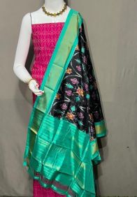 PSRGSDST5A06FFCD21- Ikat Silk dupatta with Ikat sico top