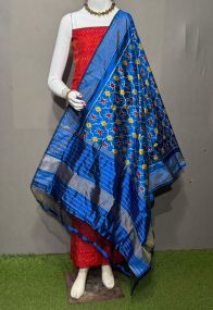 PSRGSDST5A06FFCD14- Ikat Silk dupatta with Ikat sico top