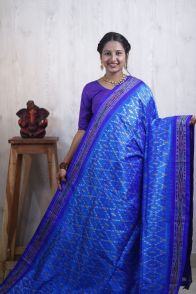 PRKSILWS5A06SEDC08- light weight Ikat silk saree