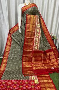 PASKKBRS5Y12FSDC09- Kanchi border Ikat silk saree