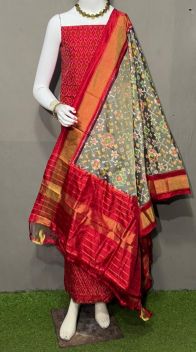 PSRGSDST5Y12FFCD51- Ikat Silk dupatta with Ikat sico top