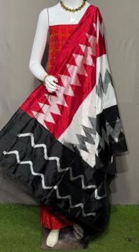 PSRGSDST5A06FFCD29- Ikat Silk dupatta with Ikat sico top