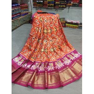 PGMRFSLG5Y18SZCD48- Free Size Ikat Silk Lehenga