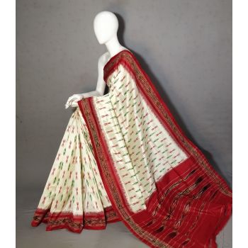 PRKSILWS5A06SEDC13- light weight Ikat silk saree