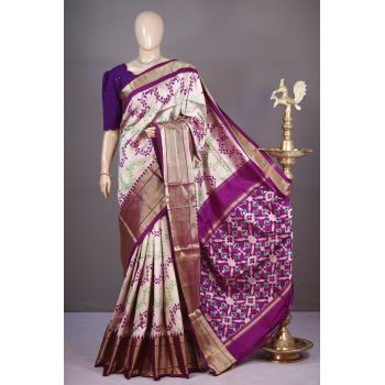 PSHLKBIP5A06DEDC32- Kanchi border Ikat silk saree