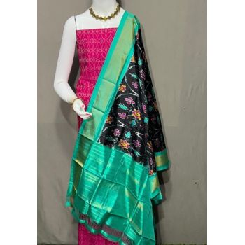 PSRGSDST5A06FFCD21- Ikat Silk dupatta with Ikat sico top