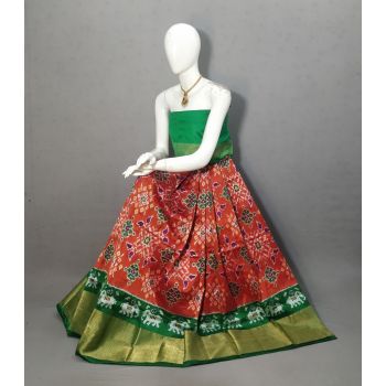 PRIHFSLG5Y04SEDD10- Free Size Ikat Silk Lehenga