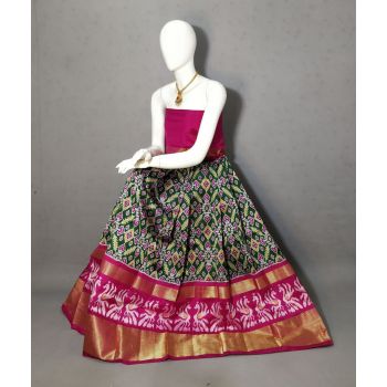 PRIHFSLG5Y04SEDD27- Free Size Ikat Silk Lehenga