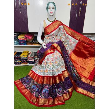 PSRGKBRS5A18FSDC02- Kanchi border Ikat silk saree