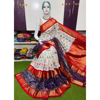 PSRGKBRS5A18FSDC10- Kanchi border Ikat silk saree