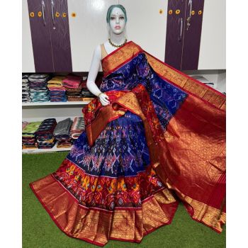 PSRGKBRS5A28FSDC01- Kanchi border Ikat silk saree