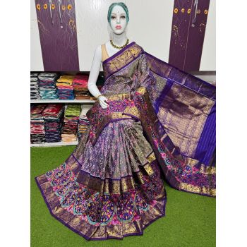PSRGKBRS5A28FSDC03- Kanchi border Ikat silk saree