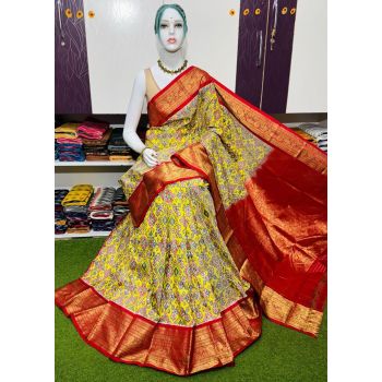 PSRGKBRS5A28FSDC04- Kanchi border Ikat silk saree