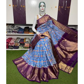 PSRGKBRS5A28FSDC05- Kanchi border Ikat silk saree