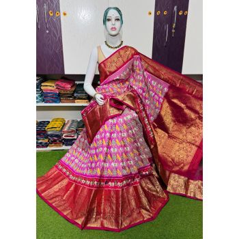 PSRGKBRS5A28FSDC06- Kanchi border Ikat silk saree