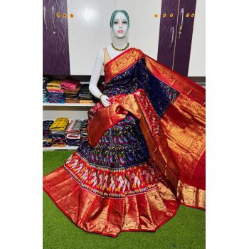 PSRGKBRS5A28FSDC08- Kanchi border Ikat silk saree