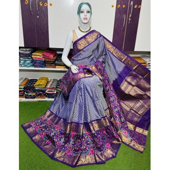 PSRGKBRS5A28FSDC09- Kanchi border Ikat silk saree