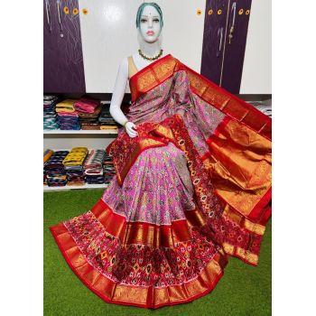 PSRGKBRS5A28FSDC10- Kanchi border Ikat silk saree
