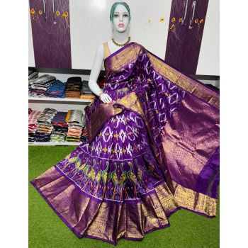 PSRGKBRS5A28FSDC11- Kanchi border Ikat silk saree
