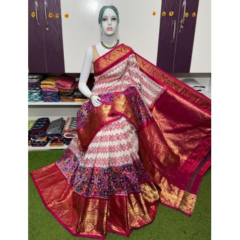 PSRGKBRS5A28FSDC12- Kanchi border Ikat silk saree