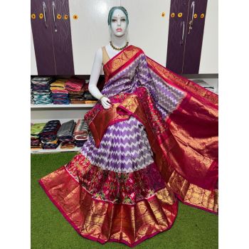 PSRGKBRS5A28FSDC13- Kanchi border Ikat silk saree