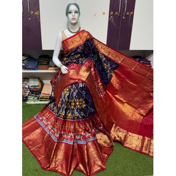 PSRGKBRS5A28FSDC15- Kanchi border Ikat silk saree