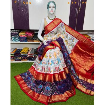 PSRGKBRS5A28FSDC16- Kanchi border Ikat silk saree